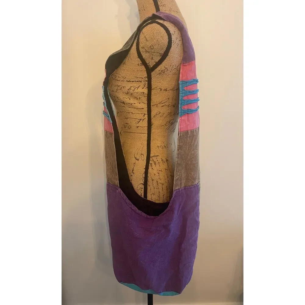 Boho Sun Crossbody Patch Work Sack or Bag Hippie Vibe Made in Nepal No Zipper